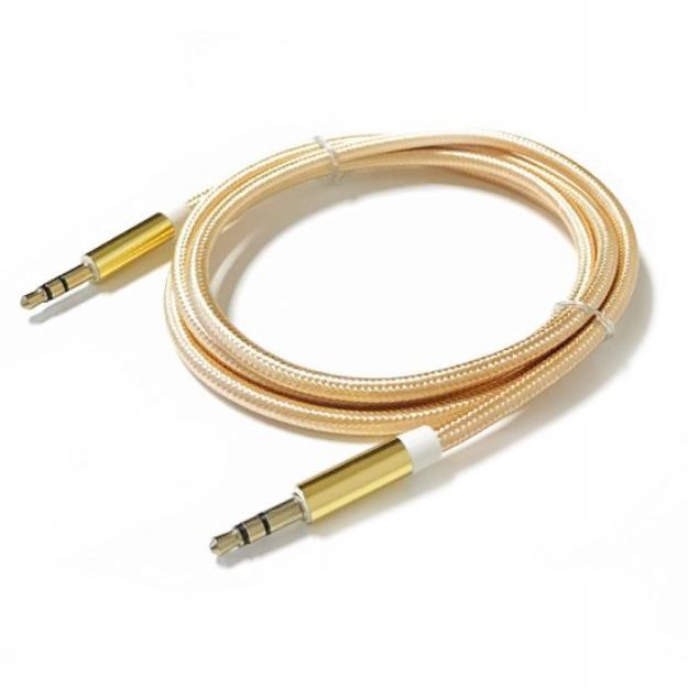 Picture of Aux Cable 3.5mm Jack Male to Male Stereo Cable | Gold