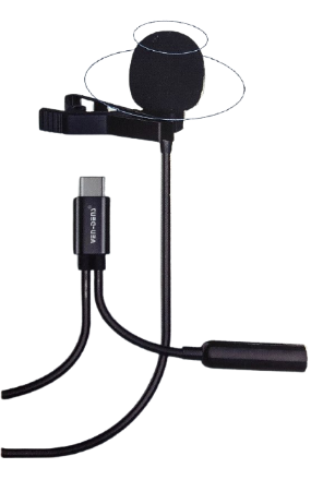 Picture of Ven-Dens VD-LM207 Lavalier Microphone to USB-C with 3.5mm Audio Splitter - Black