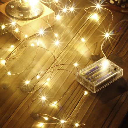 Picture of Led String Lights 100 LEDs Decorative Fairy Battery Powered String Lights, Copper Wire Light | 33ft/10m | Warm White