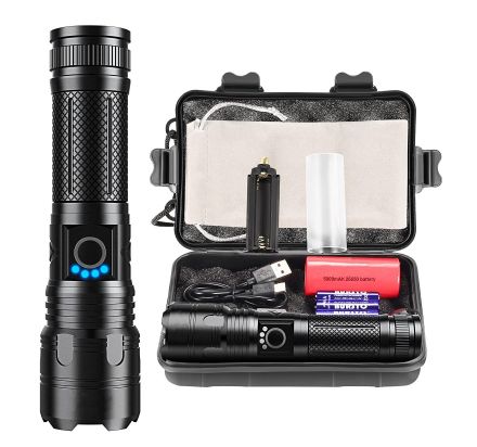 Picture of LED Super Bright, Rechargeable LED Torch P70 10000 Lumens Powerful Military Tactical Flashlight Rechargeable Battery Torch for Camping Hiking
