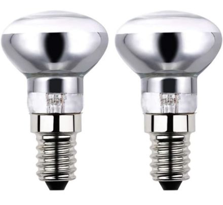 Picture of R39 E14 25W Lava Lamp Bulbs 240V | Small Edison Screw SES Reflector Spot Lava Lamp Bulbs Dimmable | Warm White 2600K Energy Saving R39 Spotlight Halogen Bulbs  | Silver Base | Pack of 2